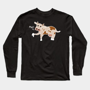 Moo / Boo Cow Thumbs Down (White) Long Sleeve T-Shirt